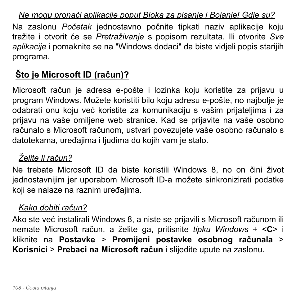 Što je microsoft id (račun) | Acer Aspire V5-551G User Manual | Page 2172 / 3584