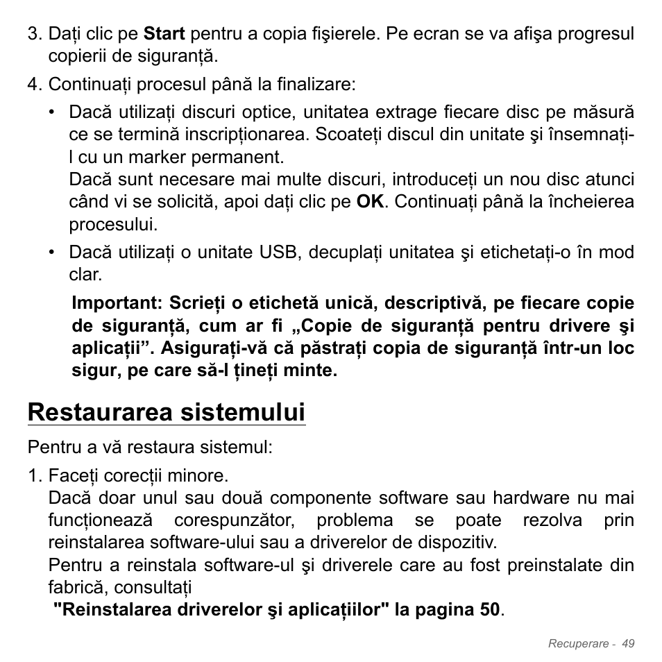 Restaurarea sistemului | Acer Aspire V5-551G User Manual | Page 2233 / 3584