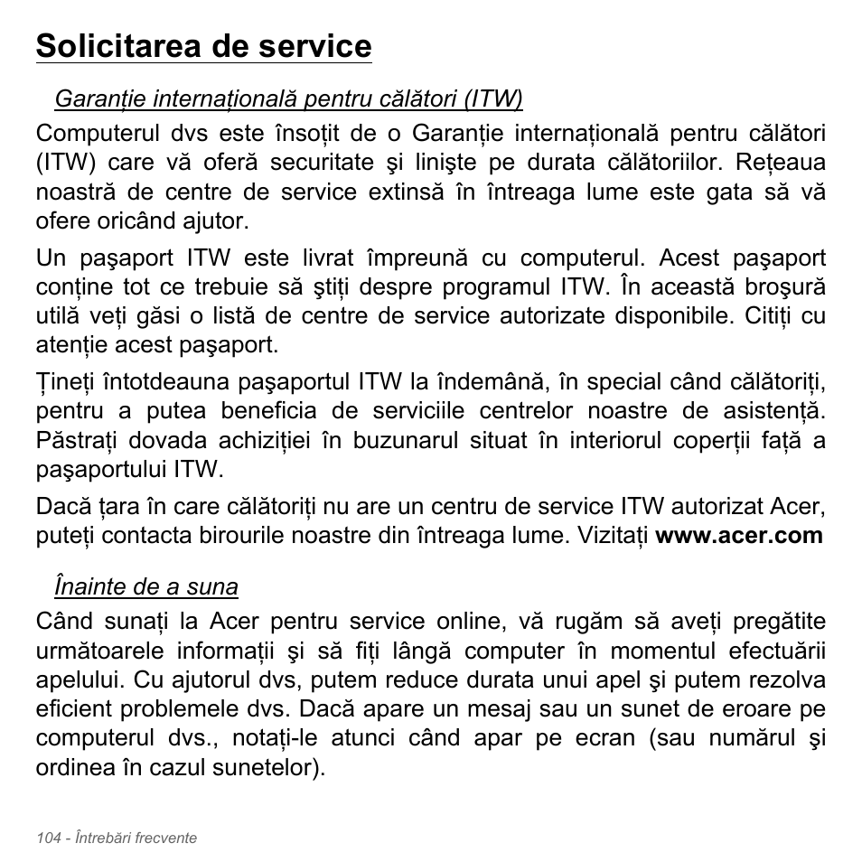 Solicitarea de service | Acer Aspire V5-551G User Manual | Page 2288 / 3584