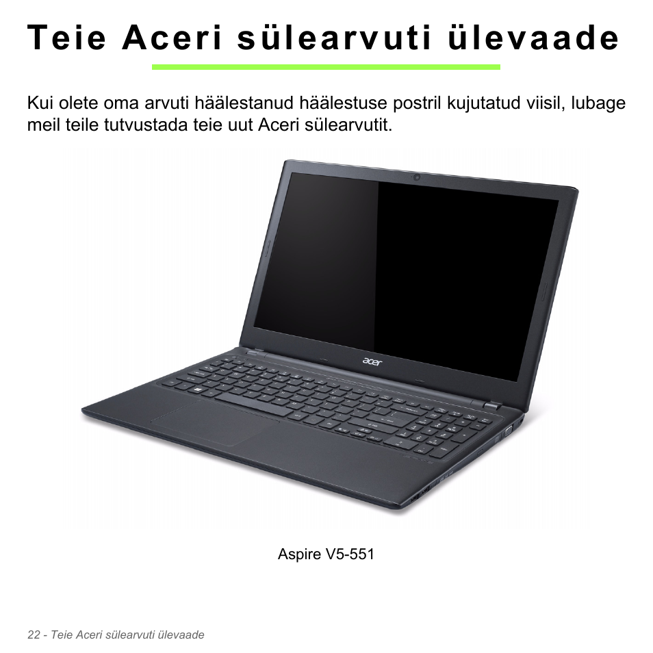 Teie aceri sülearvuti ülevaade | Acer Aspire V5-551G User Manual | Page 2460 / 3584