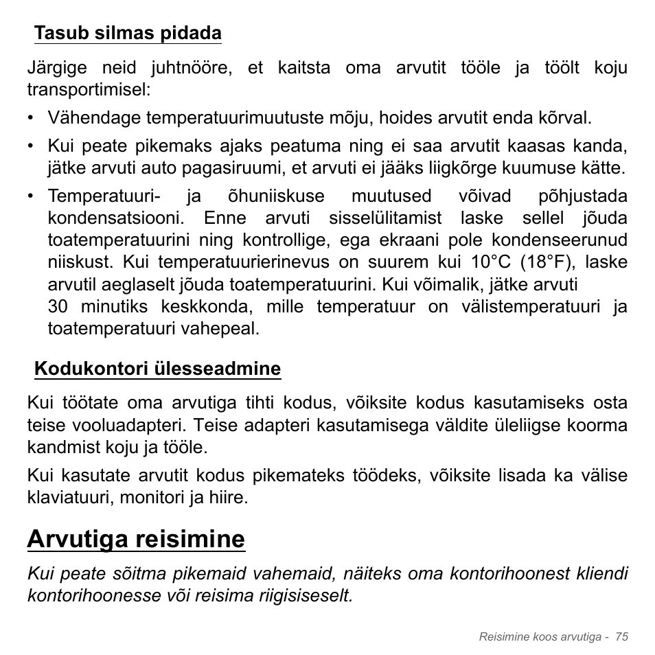 Tasub silmas pidada, Kodukontori ülesseadmine, Arvutiga reisimine | Acer Aspire V5-551G User Manual | Page 2513 / 3584