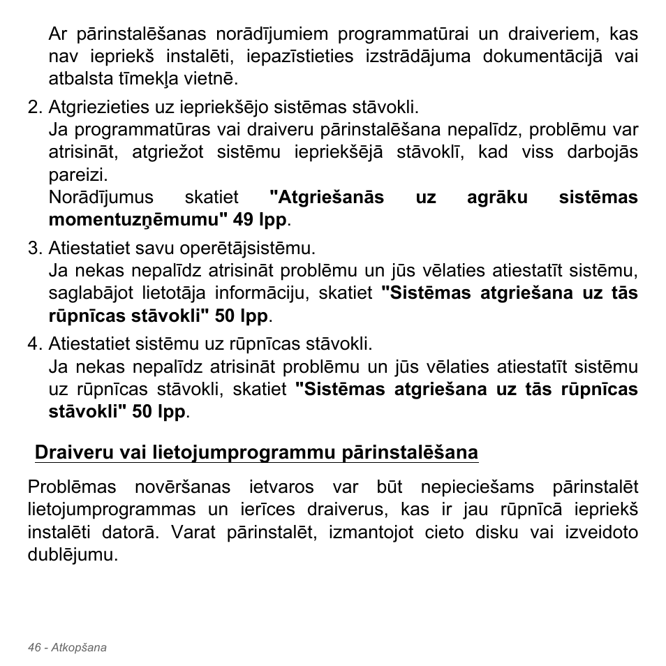 Draiveru vai lietojumprogrammu pārinstalēšana | Acer Aspire V5-551G User Manual | Page 2598 / 3584