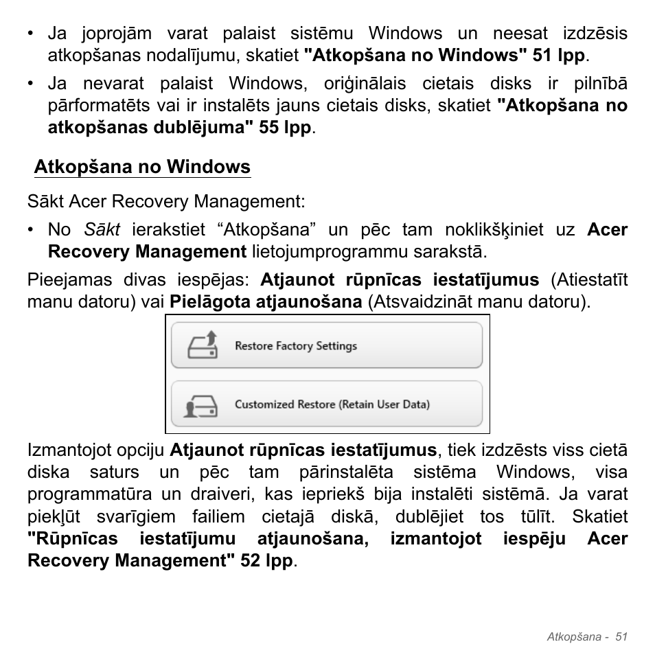 Atkopšana no windows | Acer Aspire V5-551G User Manual | Page 2603 / 3584