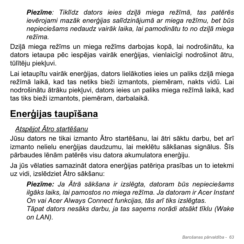 Enerģijas taupīšana | Acer Aspire V5-551G User Manual | Page 2615 / 3584