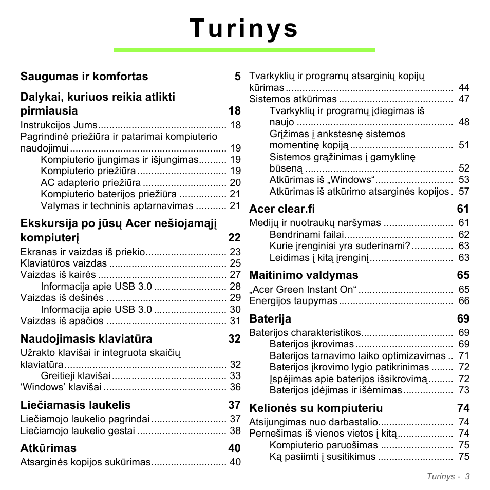 Turinys | Acer Aspire V5-551G User Manual | Page 2669 / 3584