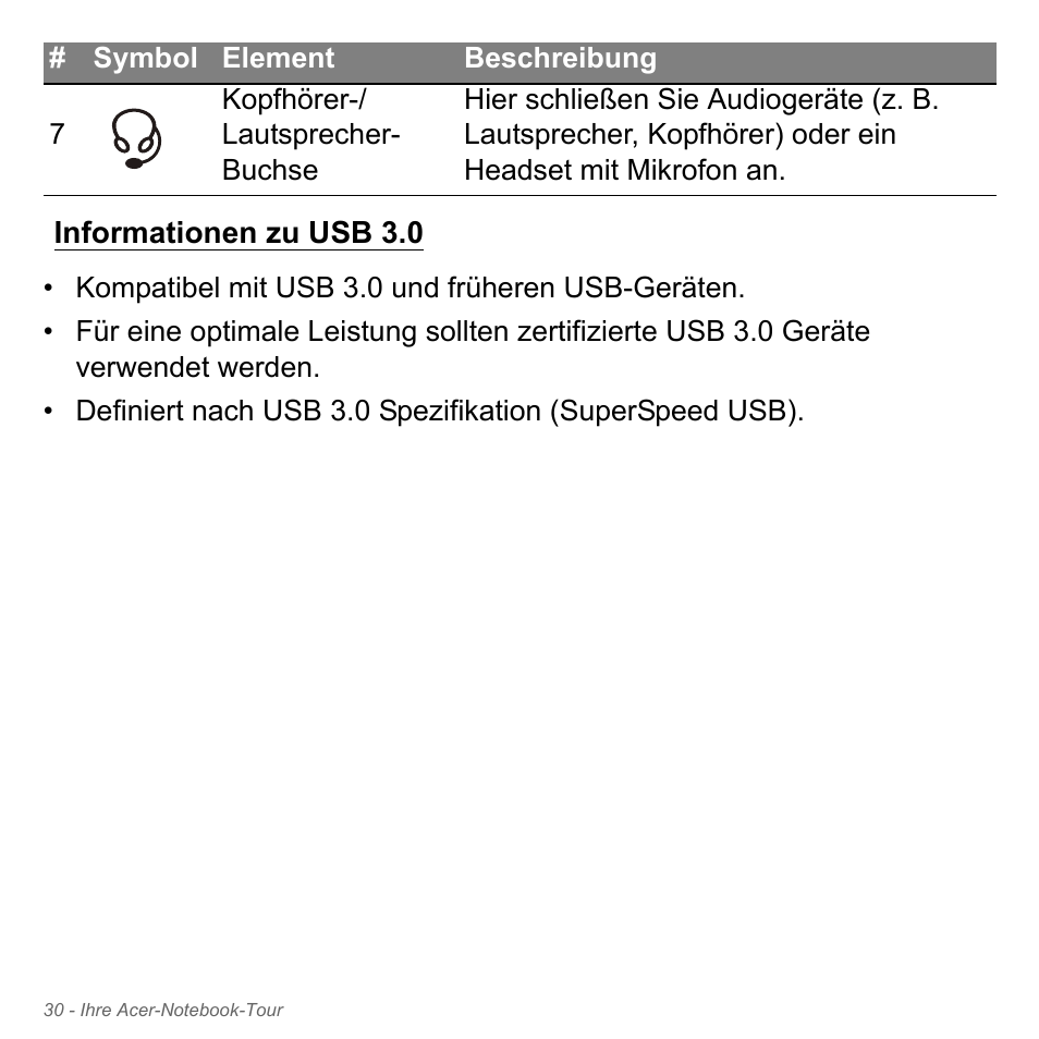 Informationen zu usb 3.0 | Acer Aspire V5-551G User Manual | Page 270 / 3584