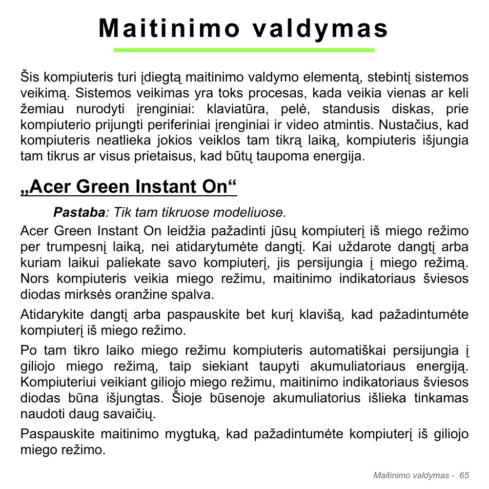 Maitinimo valdymas, Acer green instant on | Acer Aspire V5-551G User Manual | Page 2731 / 3584