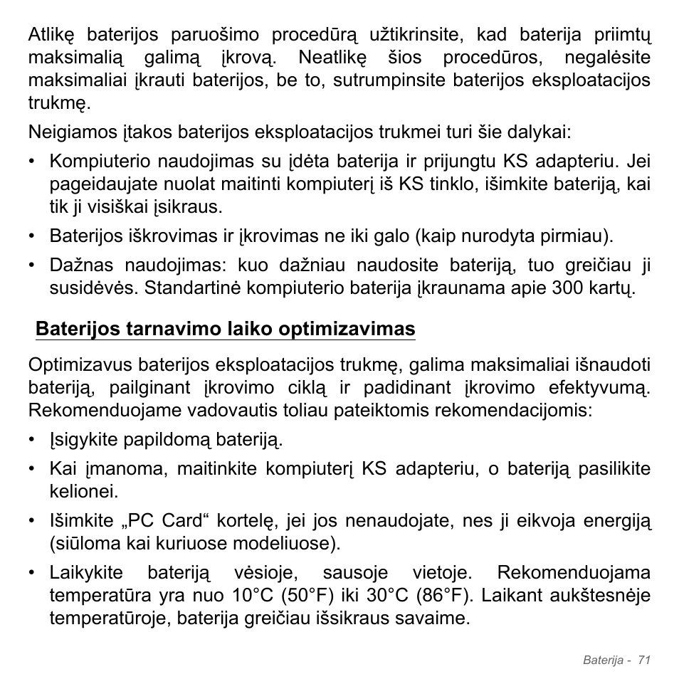 Baterijos tarnavimo laiko optimizavimas | Acer Aspire V5-551G User Manual | Page 2737 / 3584