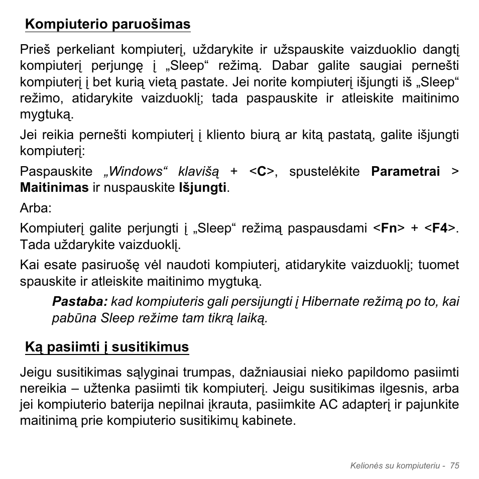 Kompiuterio paruošimas, Ką pasiimti į susitikimus, Kompiuterio paruošimas ką pasiimti į susitikimus | Acer Aspire V5-551G User Manual | Page 2741 / 3584