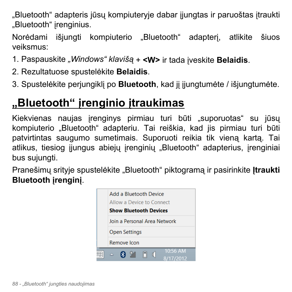 Bluetooth“ įrenginio įtraukimas | Acer Aspire V5-551G User Manual | Page 2754 / 3584