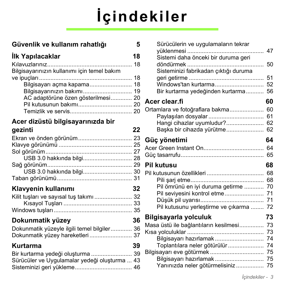 Içindekiler | Acer Aspire V5-551G User Manual | Page 2923 / 3584