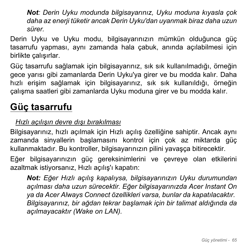 Güç tasarrufu | Acer Aspire V5-551G User Manual | Page 2985 / 3584