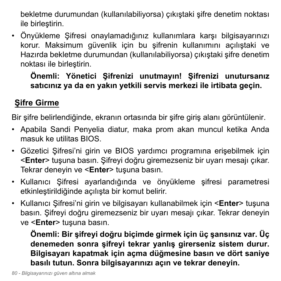 Şifre girme | Acer Aspire V5-551G User Manual | Page 3000 / 3584