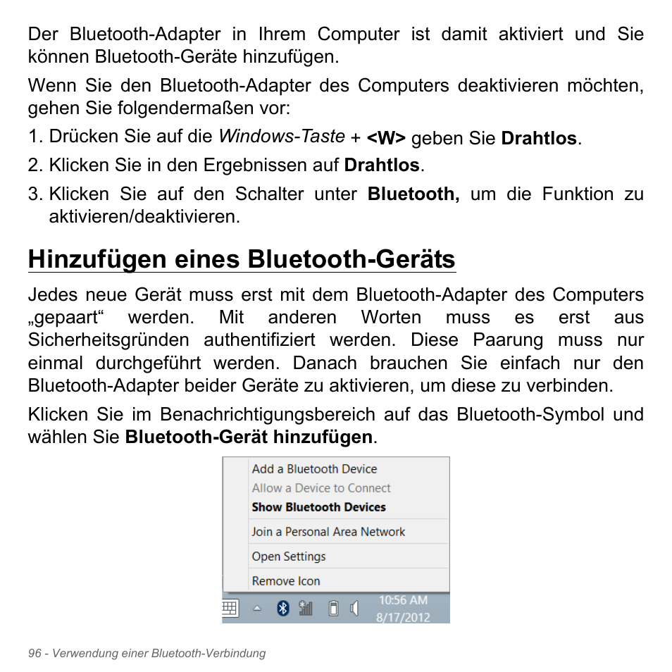 Hinzufügen eines bluetooth-geräts | Acer Aspire V5-551G User Manual | Page 336 / 3584