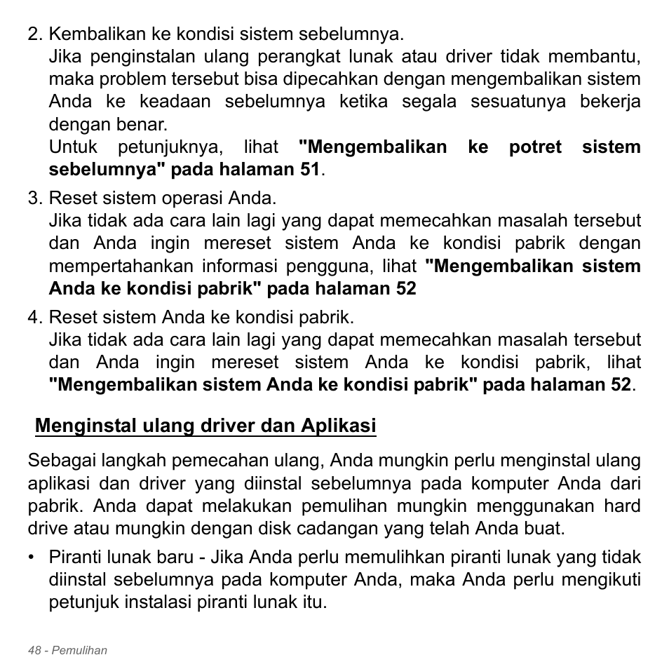 Menginstal ulang driver dan aplikasi | Acer Aspire V5-551G User Manual | Page 3396 / 3584
