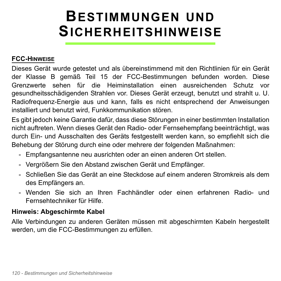 Bestimmungen und sicherheitshinweise, Estimmungen, Icherheitshinweise | Acer Aspire V5-551G User Manual | Page 360 / 3584