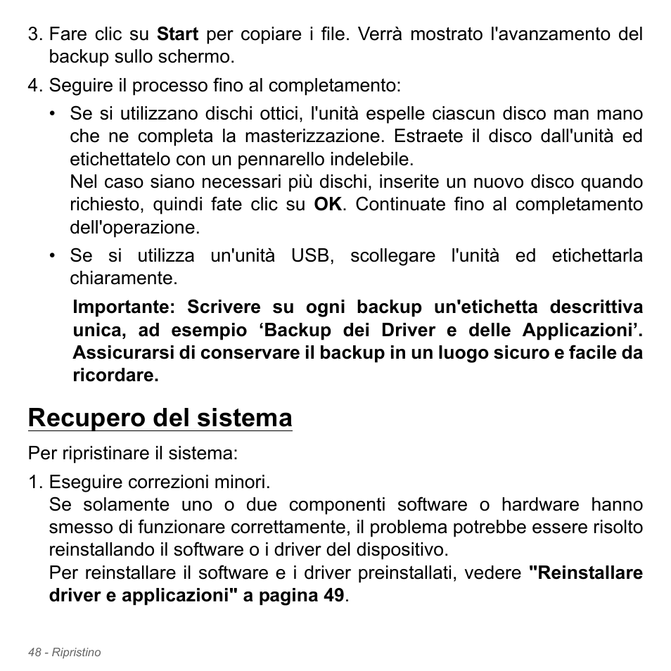 Recupero del sistema | Acer Aspire V5-551G User Manual | Page 418 / 3584