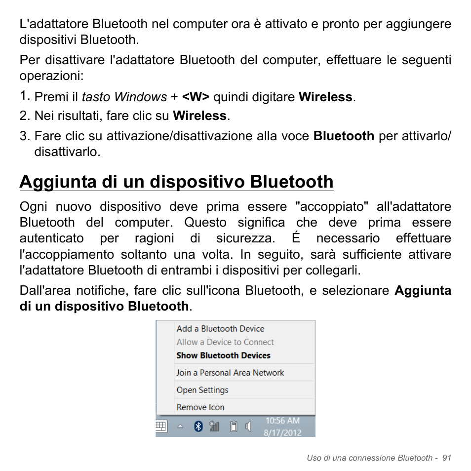 Aggiunta di un dispositivo bluetooth | Acer Aspire V5-551G User Manual | Page 461 / 3584