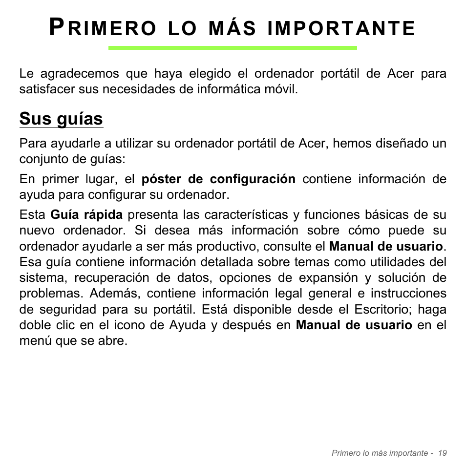 Primero lo más importante, Sus guías | Acer Aspire V5-551G User Manual | Page 511 / 3584