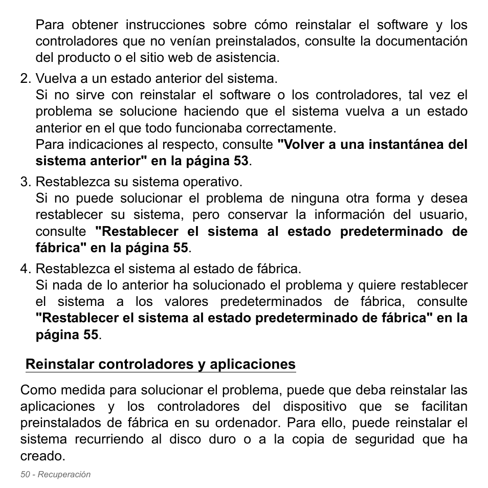 Reinstalar controladores y aplicaciones | Acer Aspire V5-551G User Manual | Page 542 / 3584