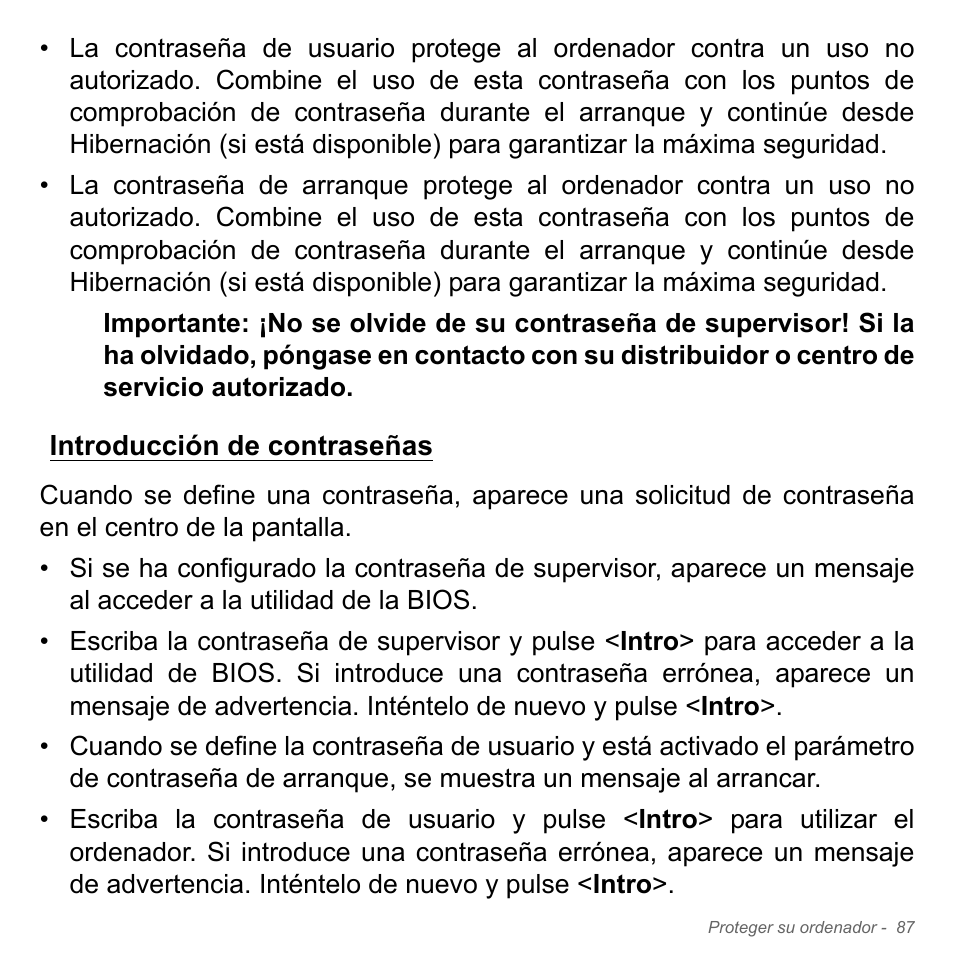 Introducción de contraseñas | Acer Aspire V5-551G User Manual | Page 579 / 3584