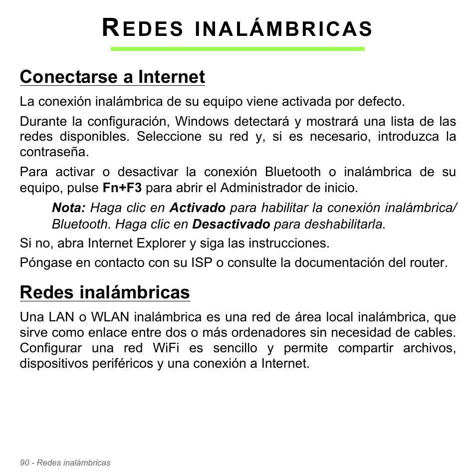 Redes inalámbricas, Conectarse a internet, Conectarse a internet redes inalámbricas | Edes, Inalámbricas | Acer Aspire V5-551G User Manual | Page 582 / 3584