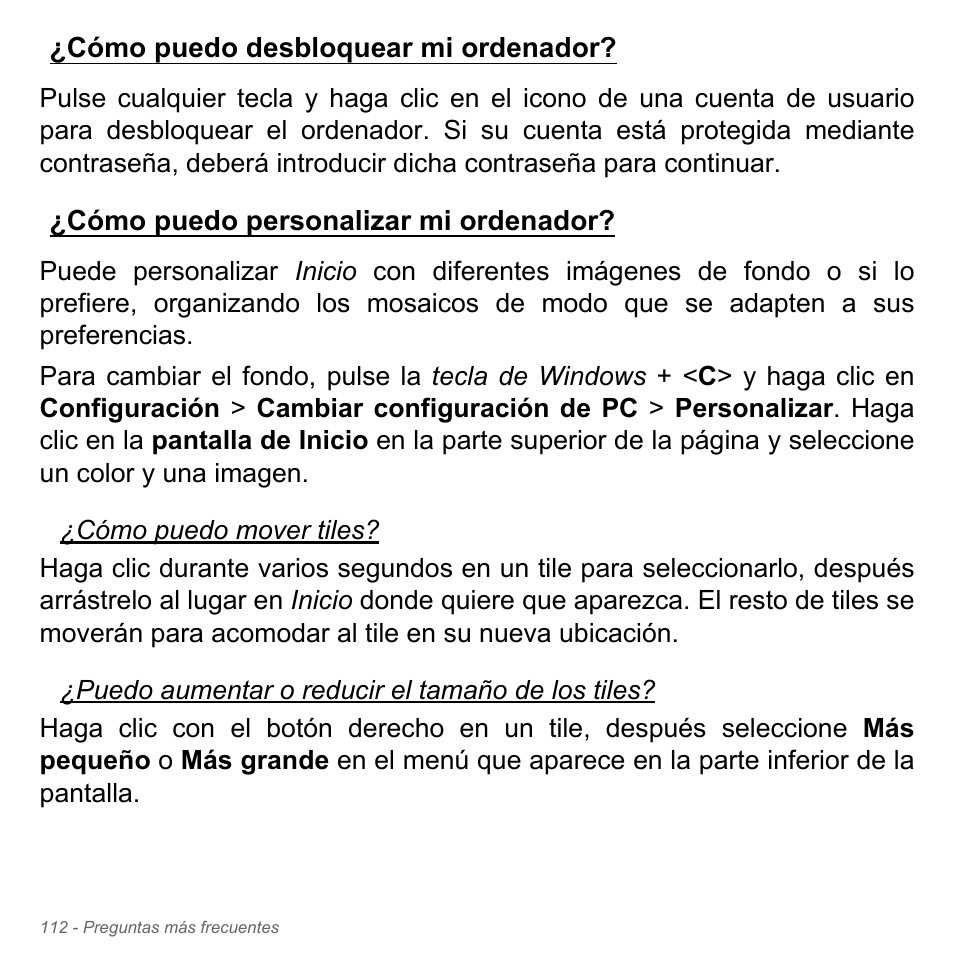 Cómo puedo desbloquear mi ordenador, Cómo puedo personalizar mi ordenador | Acer Aspire V5-551G User Manual | Page 604 / 3584