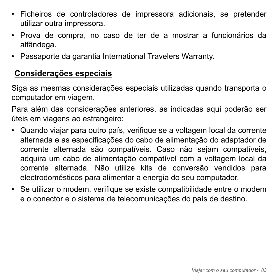 Considerações especiais | Acer Aspire V5-551G User Manual | Page 701 / 3584