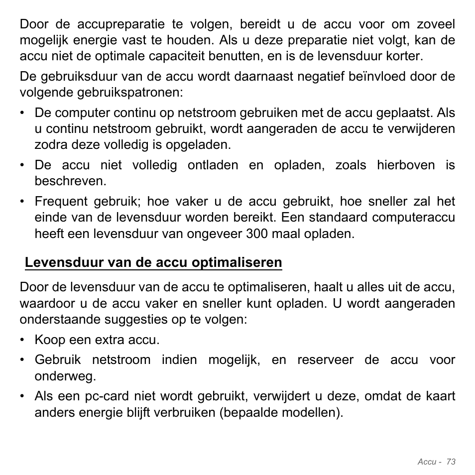 Levensduur van de accu optimaliseren | Acer Aspire V5-551G User Manual | Page 815 / 3584