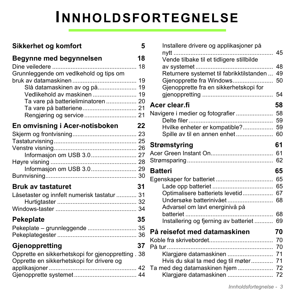 Nnholdsfortegnelse | Acer Aspire V5-551G User Manual | Page 869 / 3584