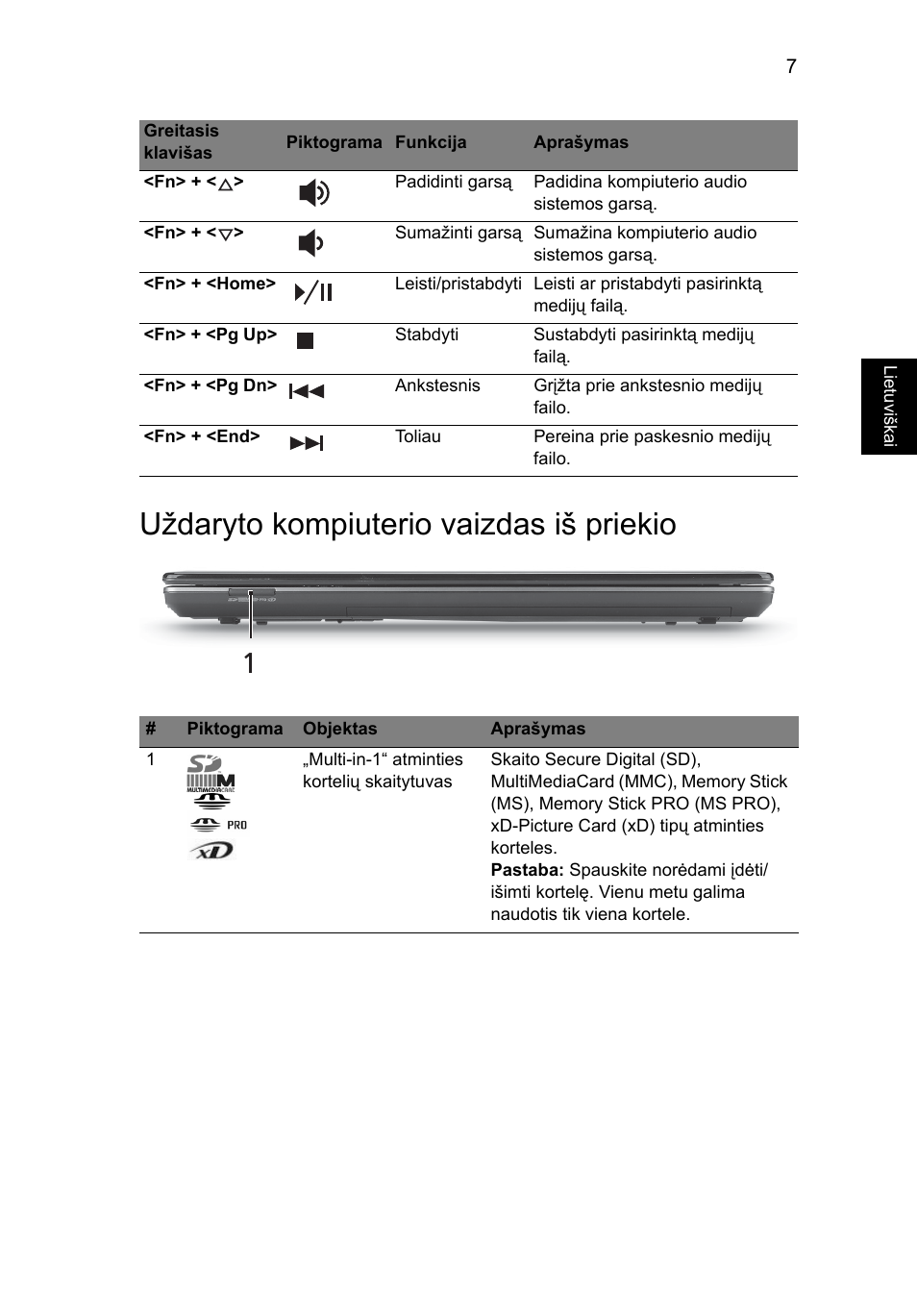 Uždaryto kompiuterio vaizdas iš priekio | Acer Aspire 4553G User Manual | Page 245 / 332