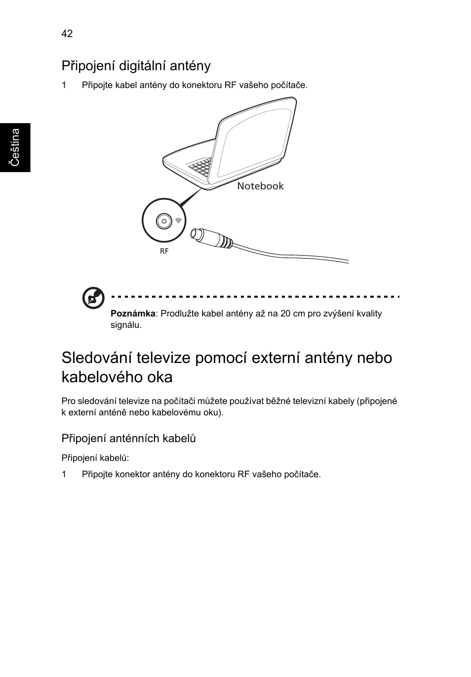Připojení digitální antény | Acer Aspire 5733Z User Manual | Page 1130 / 2348