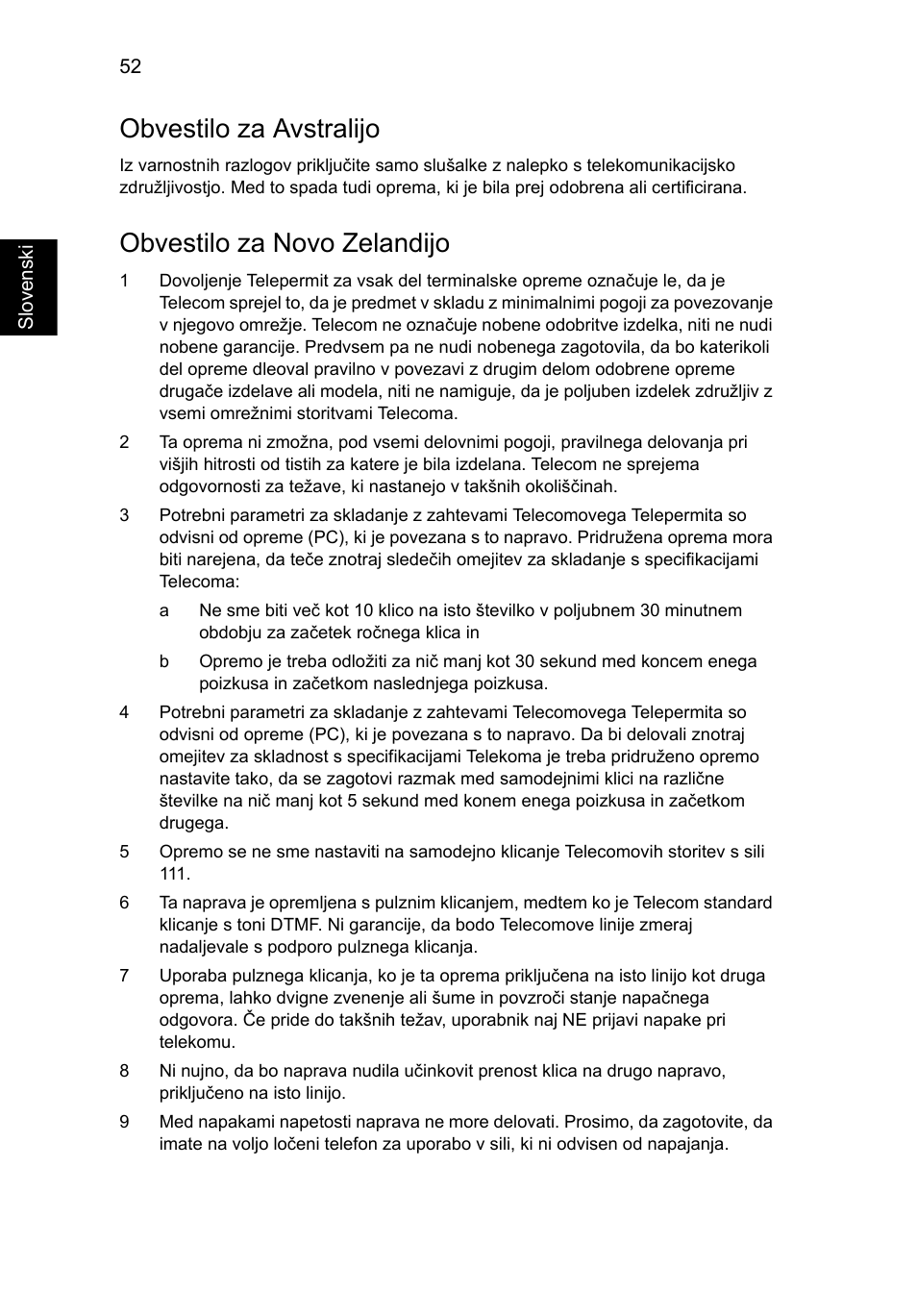 Obvestilo za avstralijo, Obvestilo za novo zelandijo | Acer Aspire 5733Z User Manual | Page 1288 / 2348