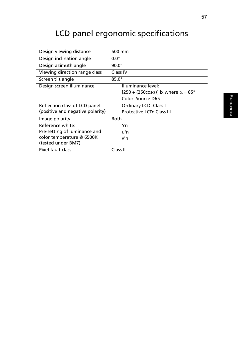Lcd panel ergonomic specifications | Acer Aspire 5733Z User Manual | Page 1523 / 2348
