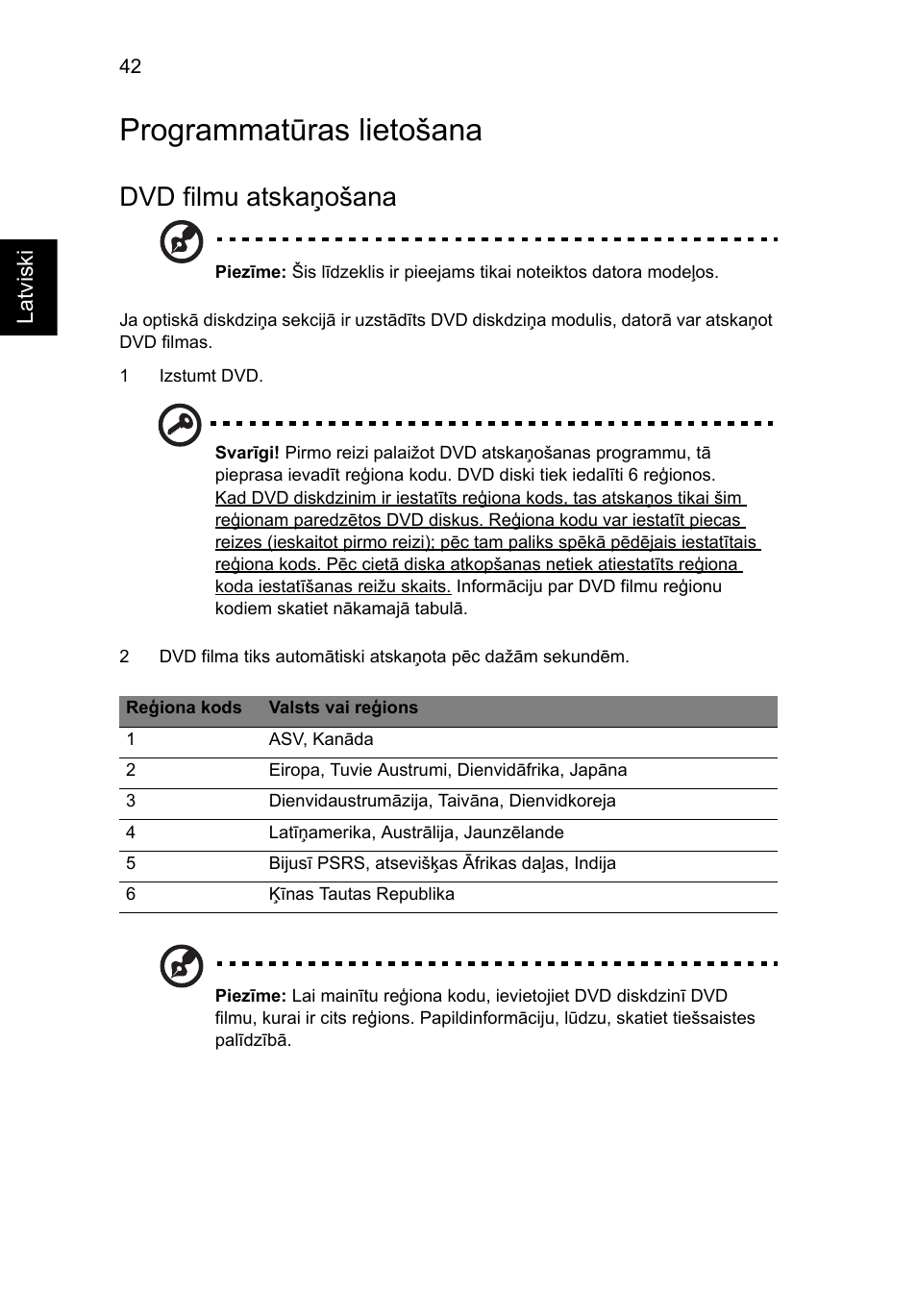 Programmatūras lietošana, Dvd filmu atskaņošana | Acer Aspire 5733Z User Manual | Page 1660 / 2348