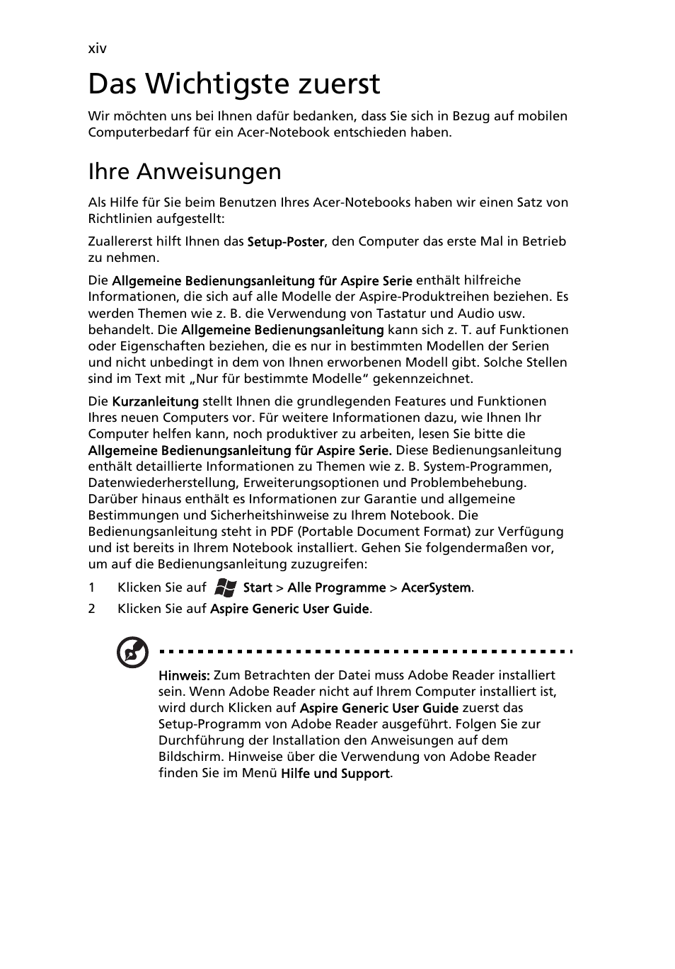 Das wichtigste zuerst, Ihre anweisungen | Acer Aspire 5733Z User Manual | Page 172 / 2348