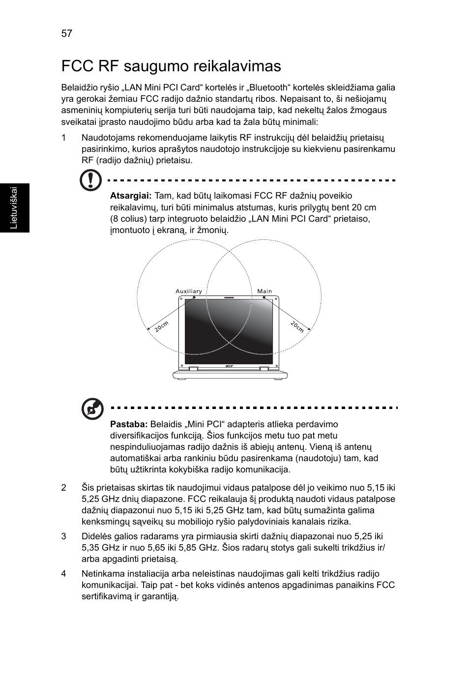 Fcc rf saugumo reikalavimas | Acer Aspire 5733Z User Manual | Page 1746 / 2348