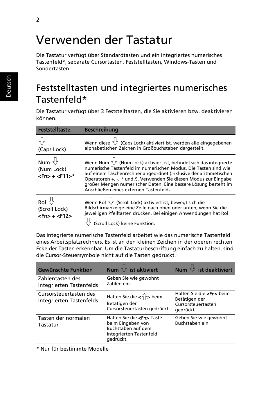 Verwenden der tastatur | Acer Aspire 5733Z User Manual | Page 180 / 2348
