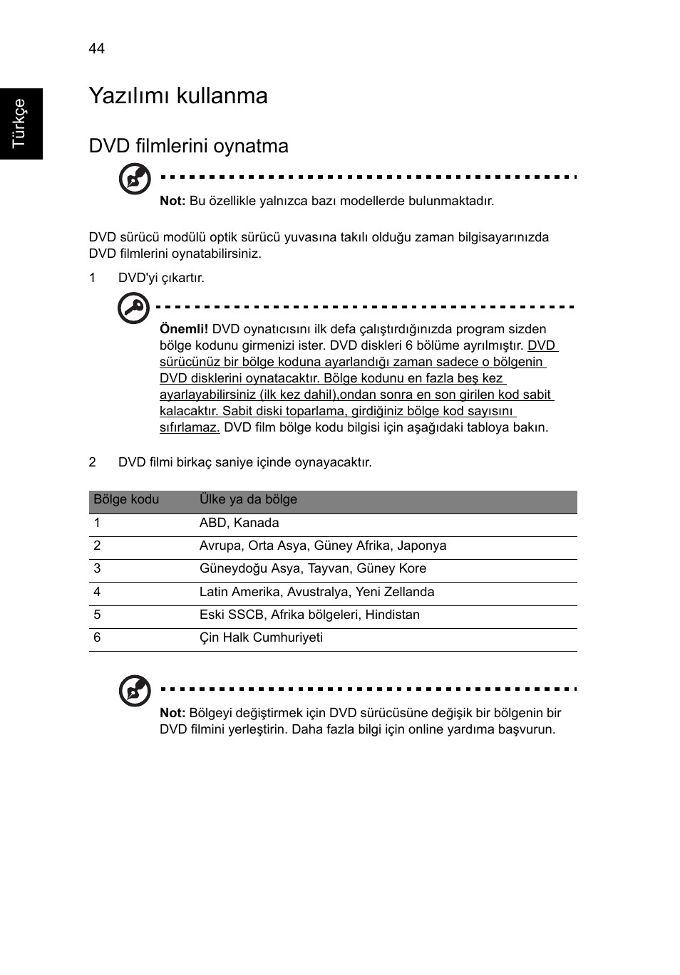 Yazılımı kullanma, Dvd filmlerini oynatma | Acer Aspire 5733Z User Manual | Page 1898 / 2348