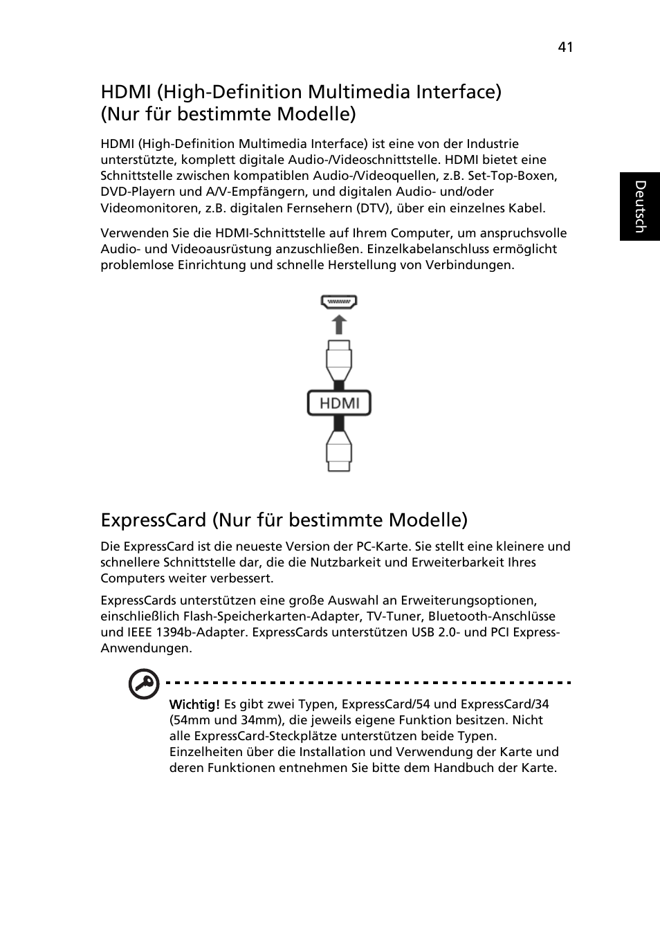 Expresscard (nur für bestimmte modelle) | Acer Aspire 5733Z User Manual | Page 219 / 2348