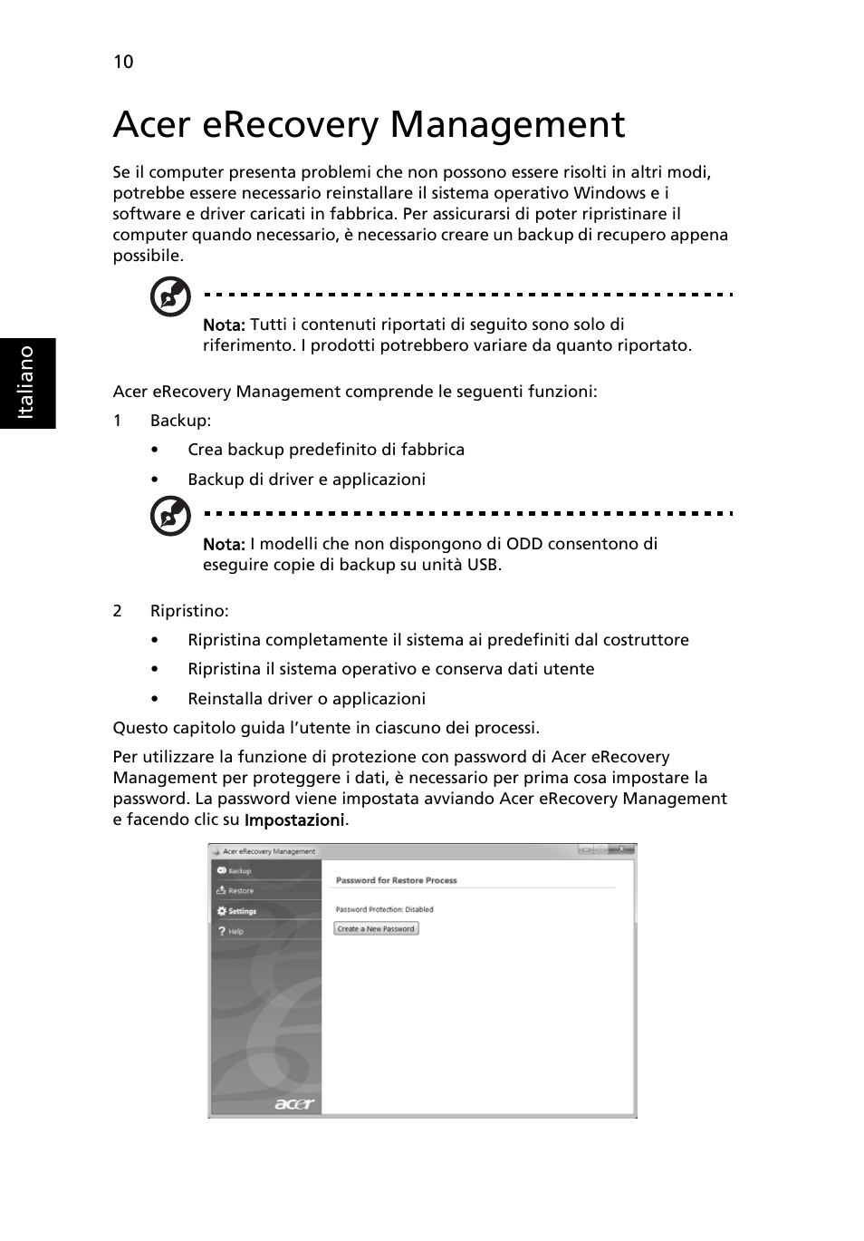 Acer erecovery management | Acer Aspire 5733Z User Manual | Page 266 / 2348