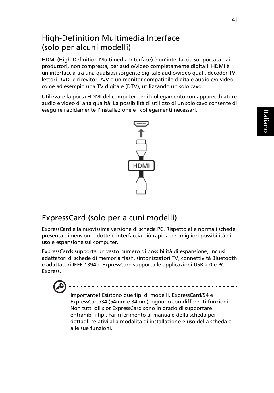 Expresscard (solo per alcuni modelli) | Acer Aspire 5733Z User Manual | Page 297 / 2348