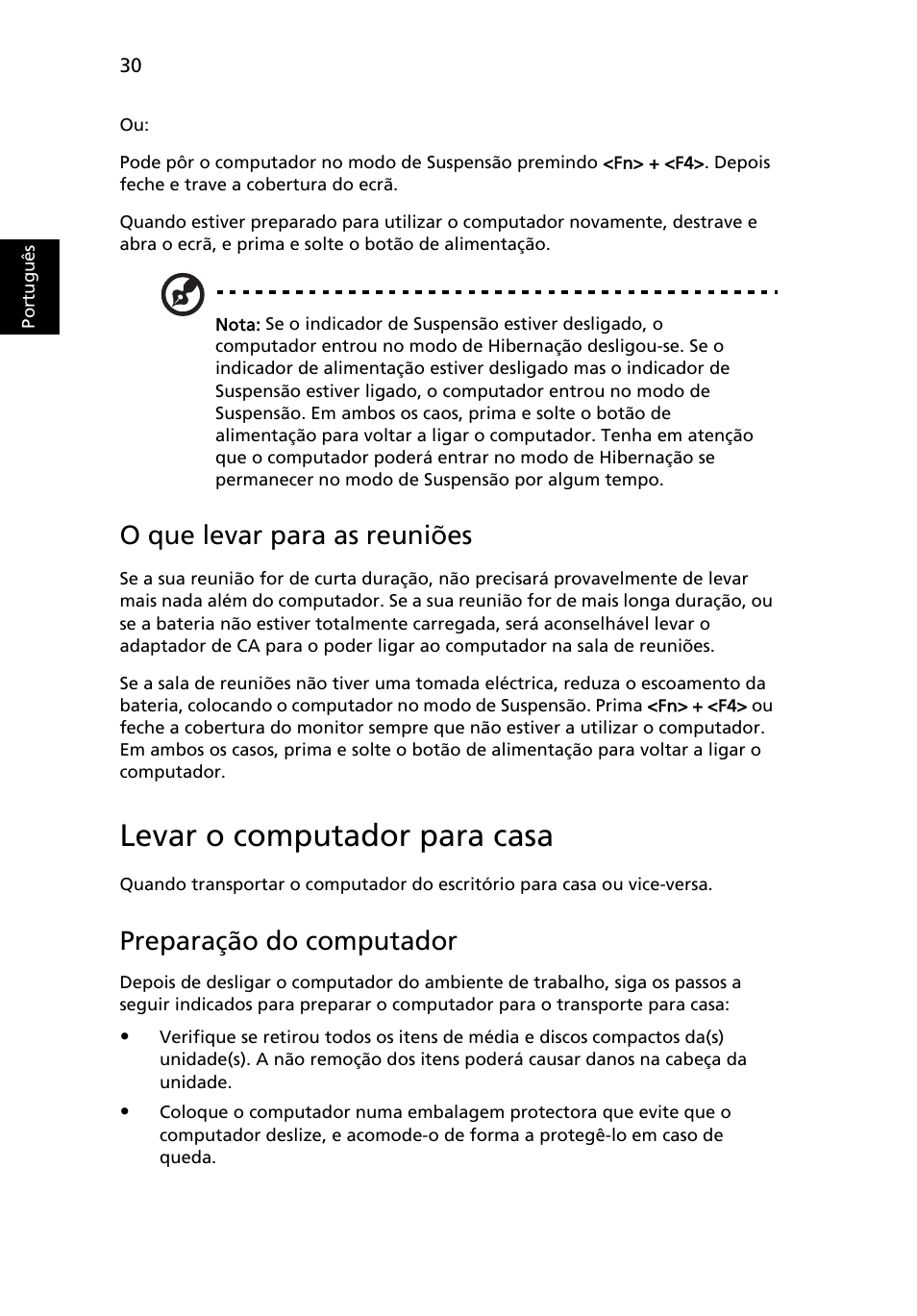 Levar o computador para casa, O que levar para as reuniões, Preparação do computador | Acer Aspire 5733Z User Manual | Page 440 / 2348
