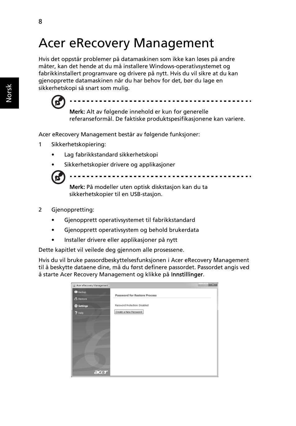 Acer erecovery management | Acer Aspire 5733Z User Manual | Page 570 / 2348