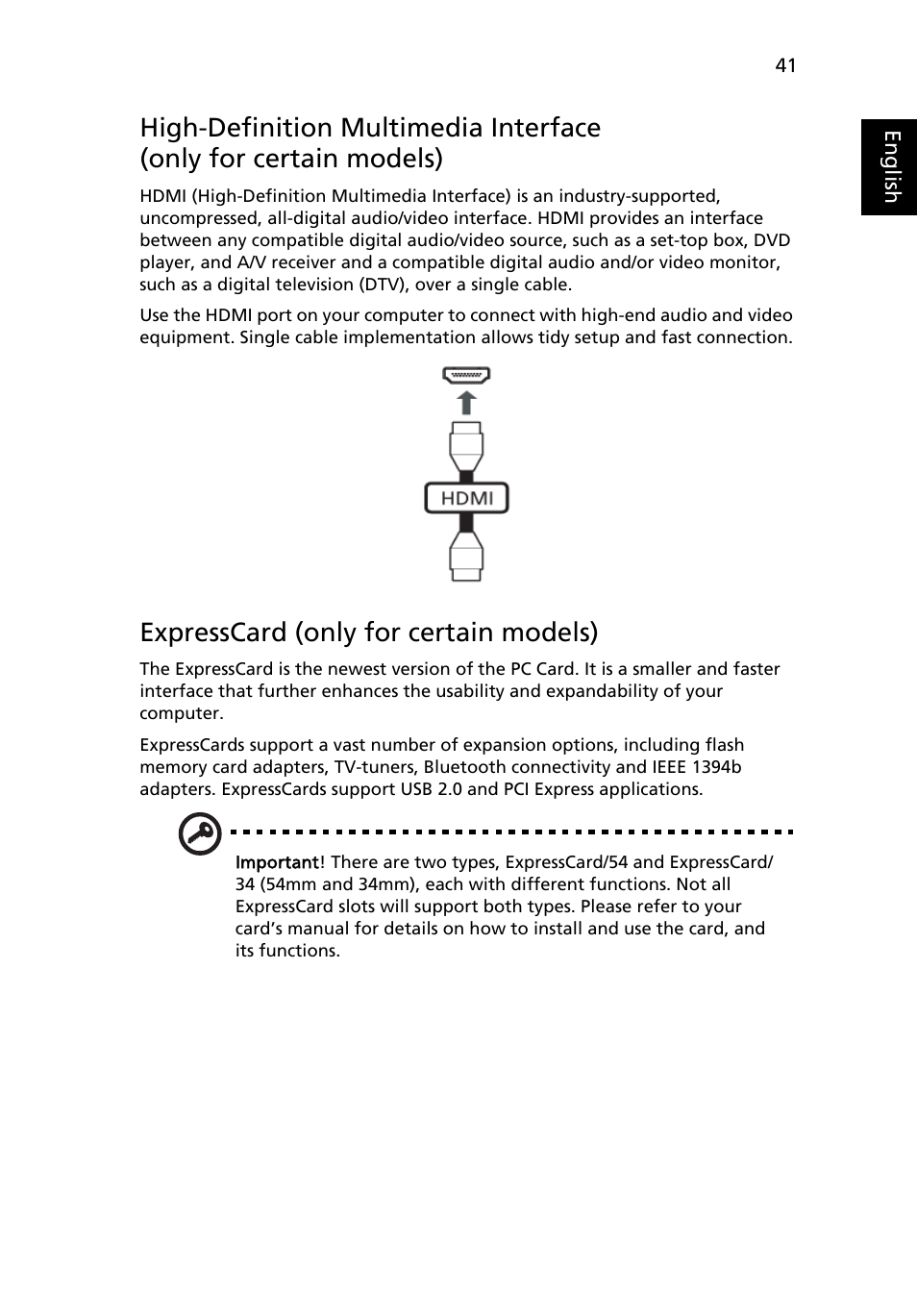 Expresscard (only for certain models) | Acer Aspire 5733Z User Manual | Page 59 / 2348