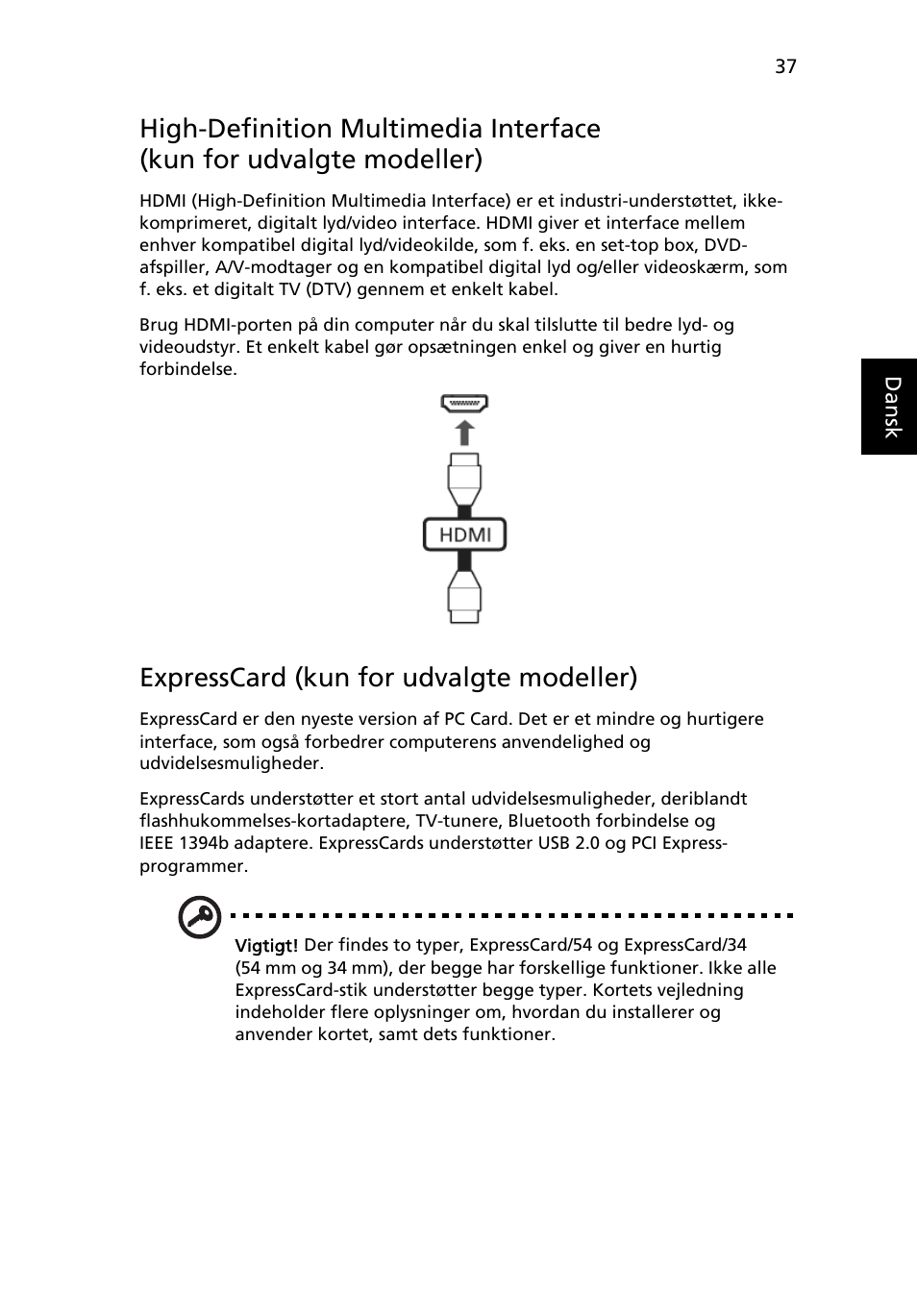 Expresscard (kun for udvalgte modeller) | Acer Aspire 5733Z User Manual | Page 671 / 2348