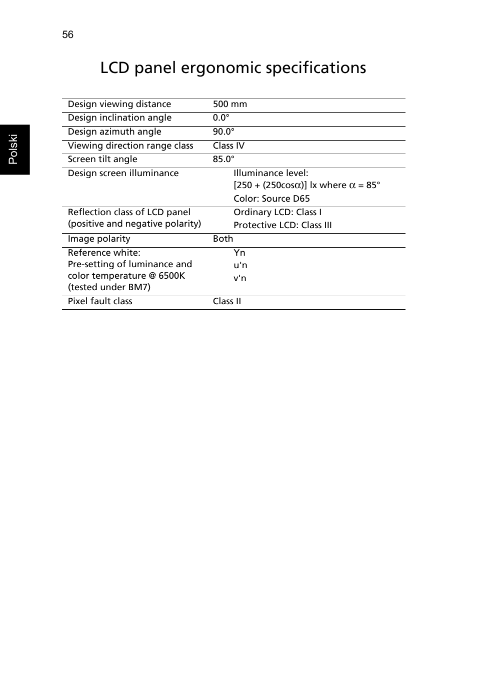 Lcd panel ergonomic specifications | Acer Aspire 5733Z User Manual | Page 992 / 2348