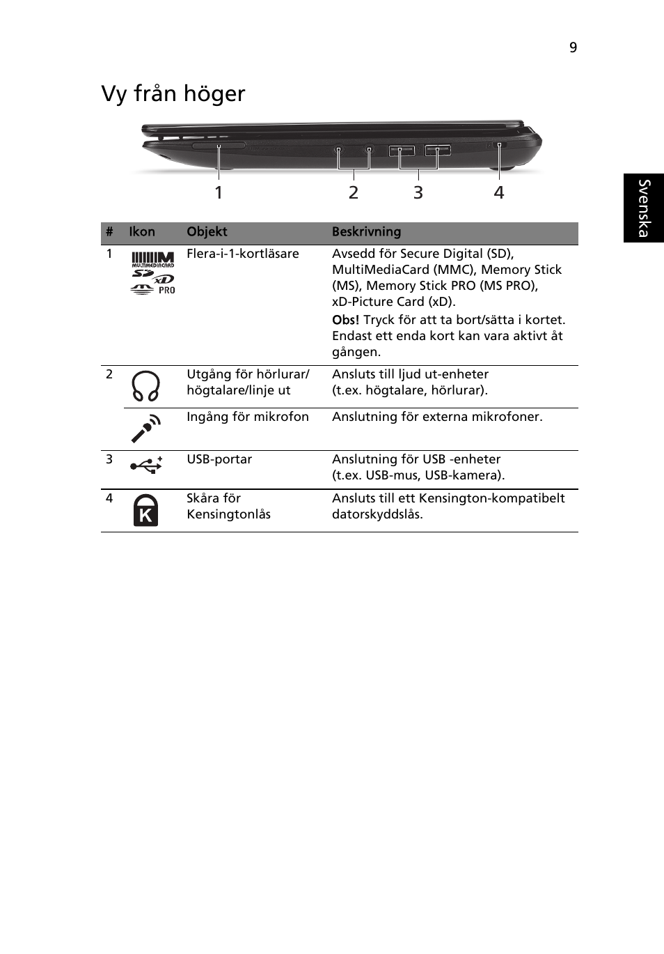 Vy från höger | Acer AO722 User Manual | Page 101 / 294