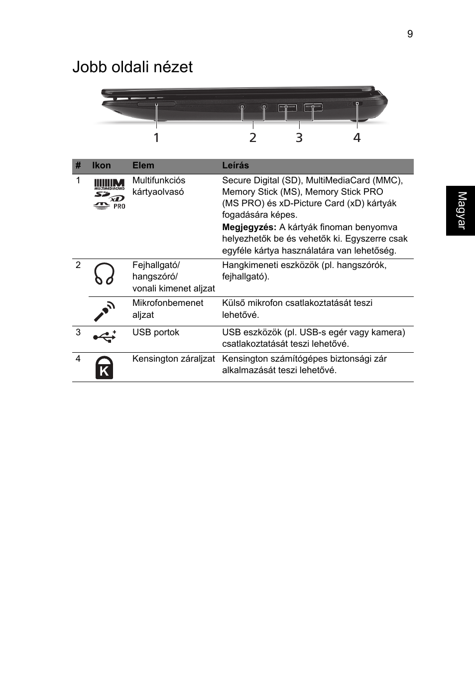 Jobb oldali nézet | Acer AO722 User Manual | Page 141 / 294