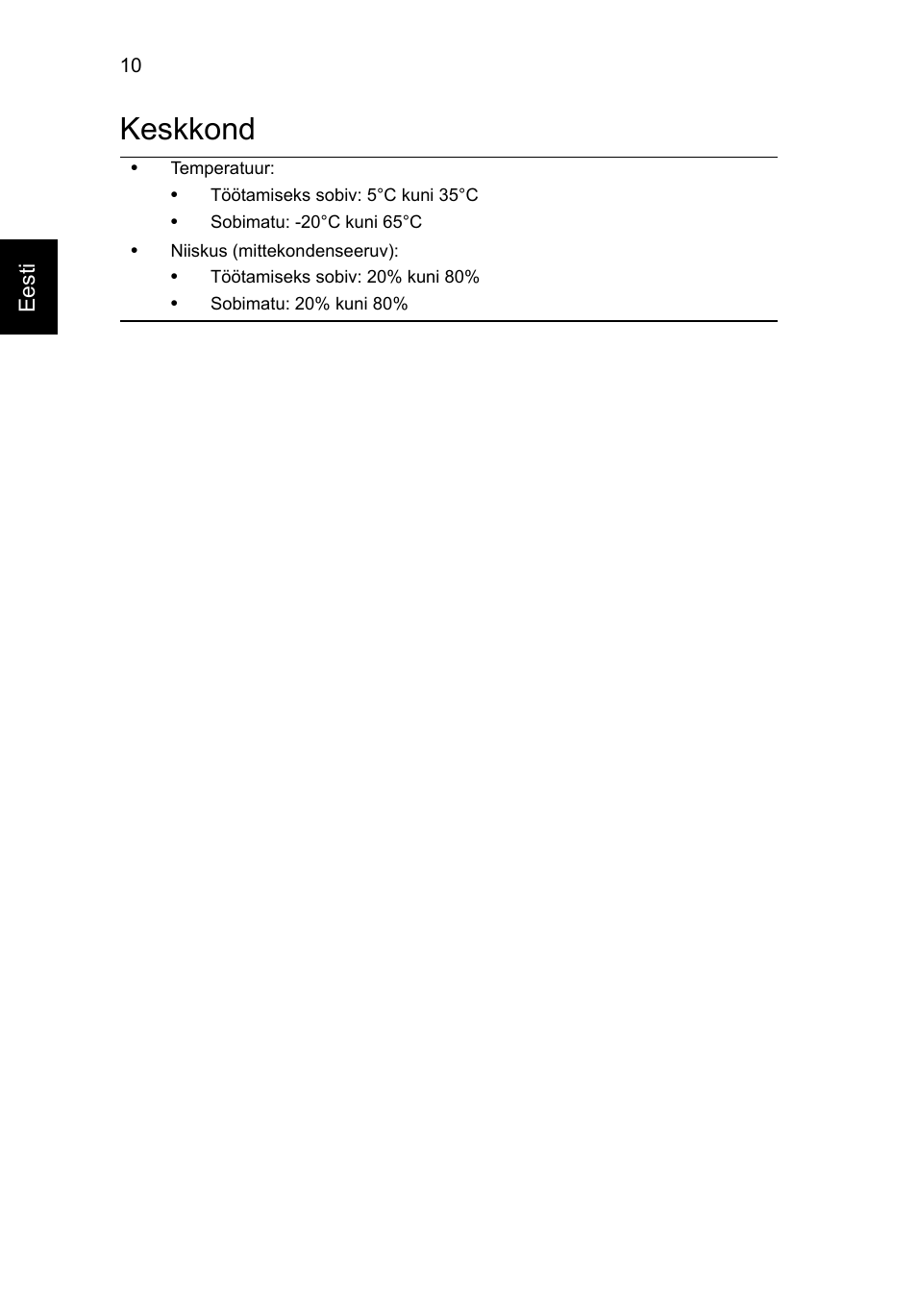 Keskkond | Acer AO722 User Manual | Page 212 / 294